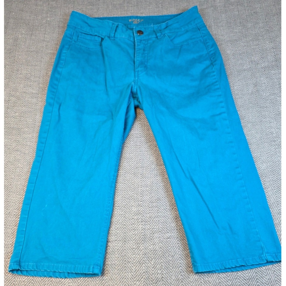 Riders by Lee Womens Turquoise Blue Mid Rise Rhinestone Capri Pants Size 12